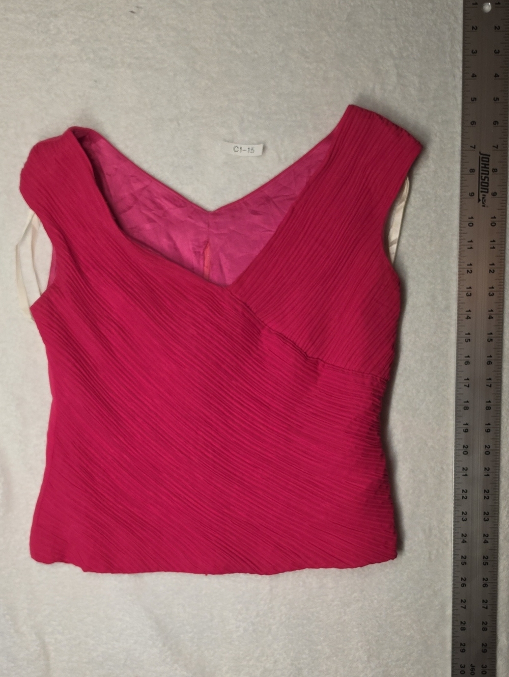 Vivid Pink Pleated V-Neck Camisole